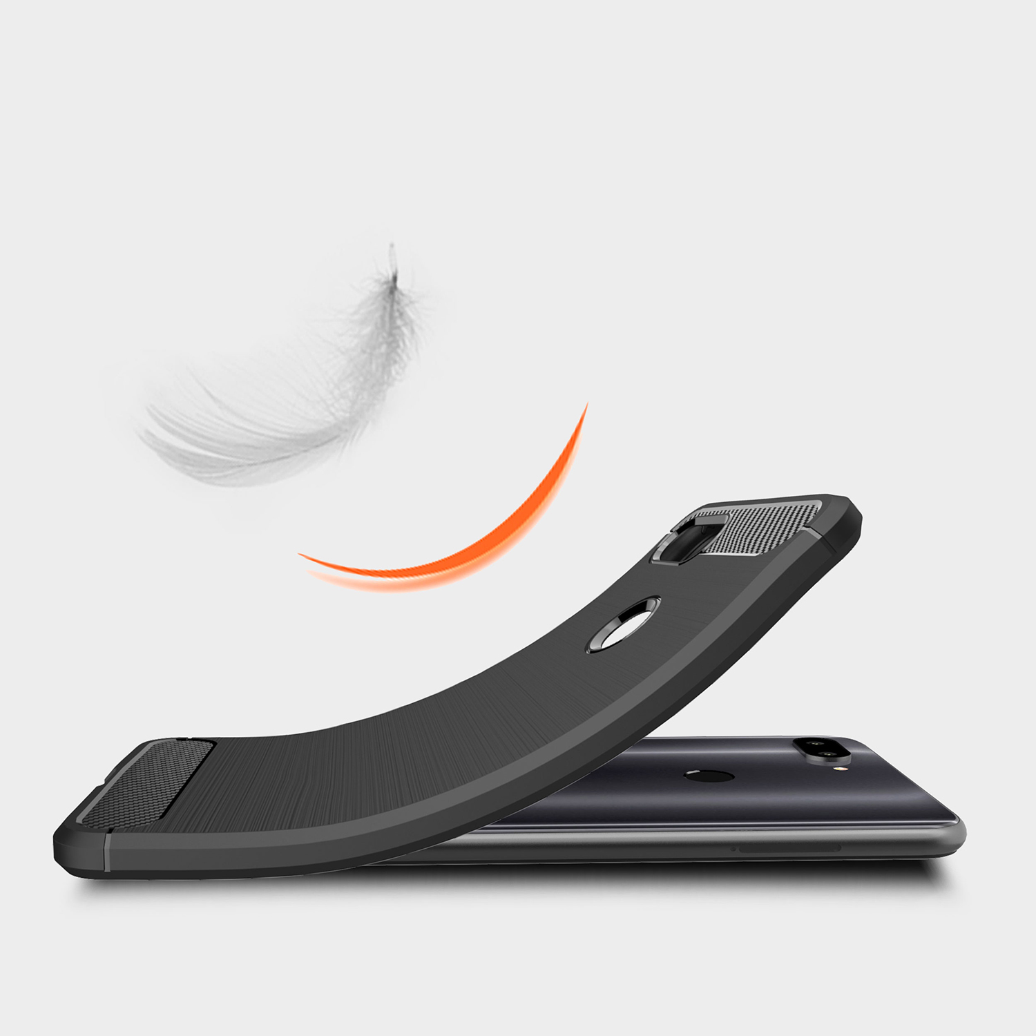 เคส Xiaomi Mi 8 Lite #เคสฝาหลัง TPU นิ่มคาร์บอนไฟเบอร์ผิวแบบขัดแปรง