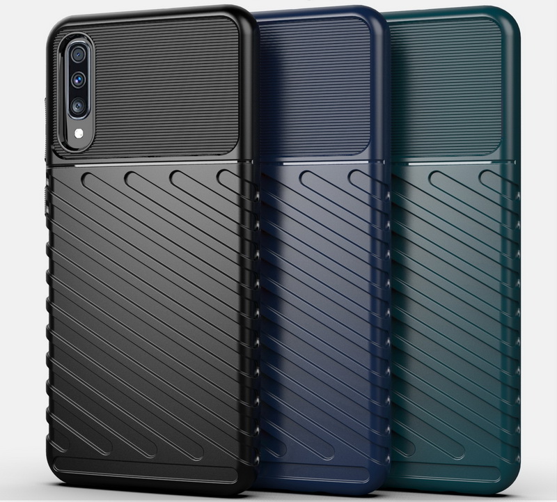 Case Samsung Galaxy A70 #เคสฝาหลัง TPU อ่อน Thunder Series Twill Texture Soft TPU