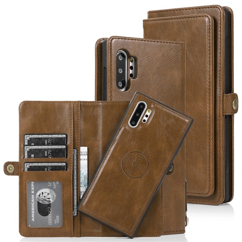 เคส Samsung Galaxy Note 10+ #เคสหนังฝาพับสไตล์กระเป๋าสตางค์ PU Wallet Split Leather 2 in 1 Card Slot + Money slot + Magnetic Separable Shell