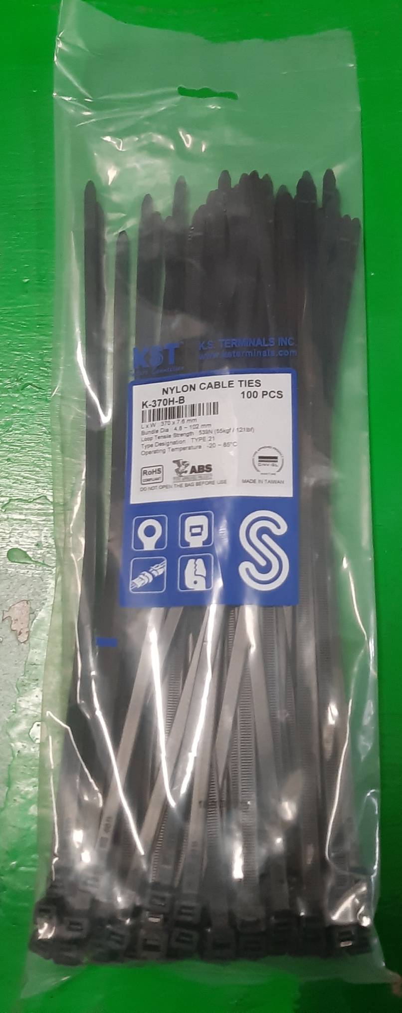 เคเบิ้ลไทร์ 15 นิ้วดำ 370 x7.6mm