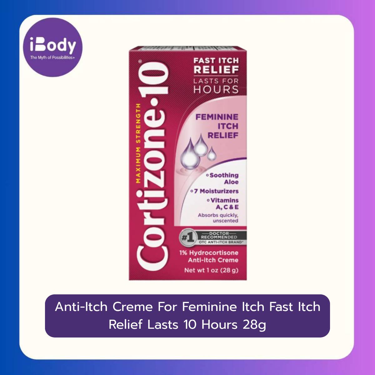 30% Sale!! EXP.11/2025 Cortizone 10® Anti-Itch Creme For Feminine Itch Fast Itch Relief Lasts 10 Hours 28g ครีมทาลดอาการคันภายนอกสำหรับผู้หญิง