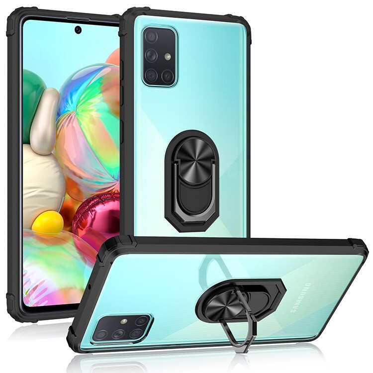Case Samsung Galaxy Note 10 lite #เคสฝาหลังใสขอบทึบ +TPU Hybrid Case มีแหวนสวมนิ้วโลหะ
