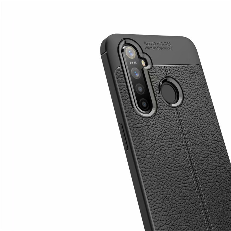 เคส Realme 5 Pro #เคสฝาหลัง TPU ผิวลิ้นจี่ช่วยป้องกันลายนิ้วมือและกันลื่นได้ดี