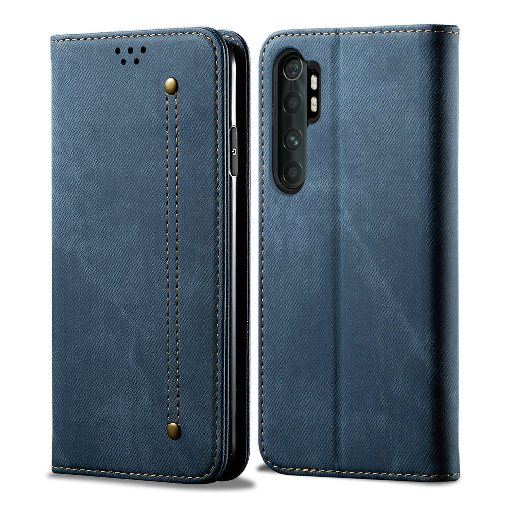 Case Xiaomi Mi Note 10 Lite #เคสฝาพับสไตล์ย้อนยุคผิวผ้ายีนส์แบบกระเป๋าสตางค์