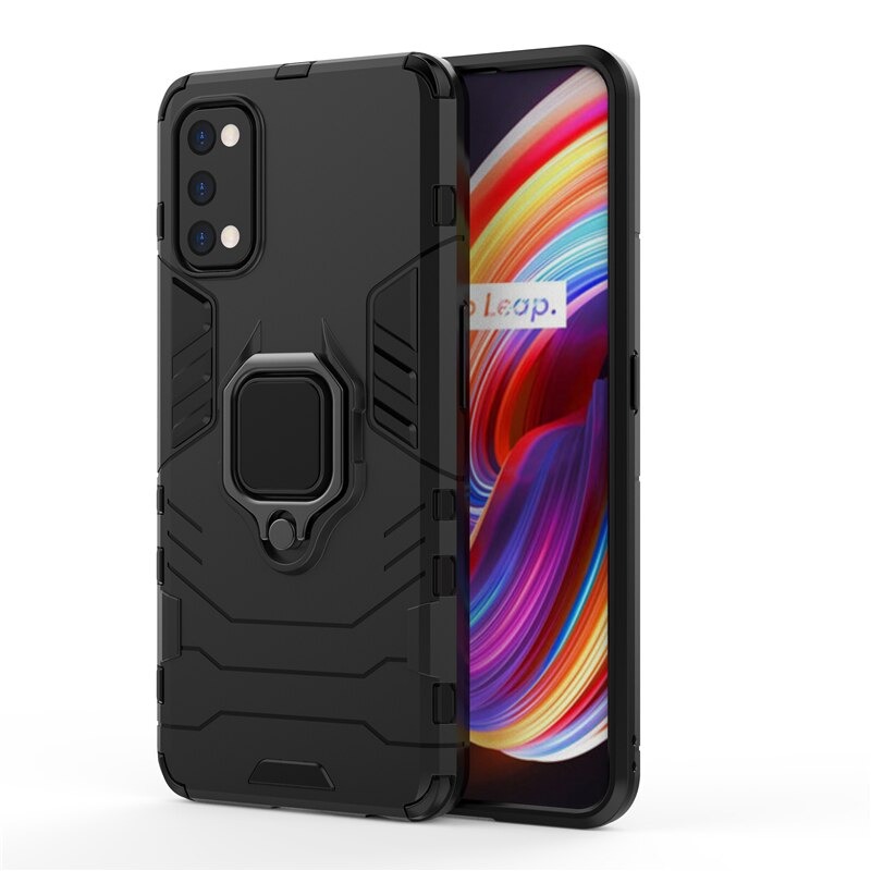 Case realme 7 Pro #เคสฝาหลังพลาสติกแข็ง +TPU Hybrid Case มีแหวนสวมนิ้วโลหะ