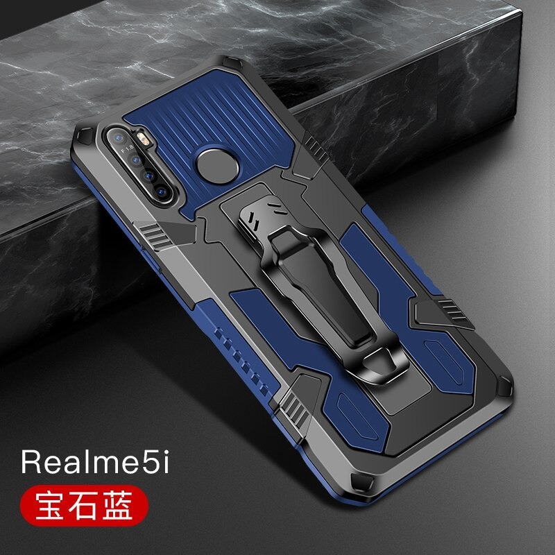 เคส realme 5i #เคสฝาหลังกันกระแทกมีคลิบหนีบ ไฮบริด พลาสติก+TPU Heavy Duty Rugged Hybrid