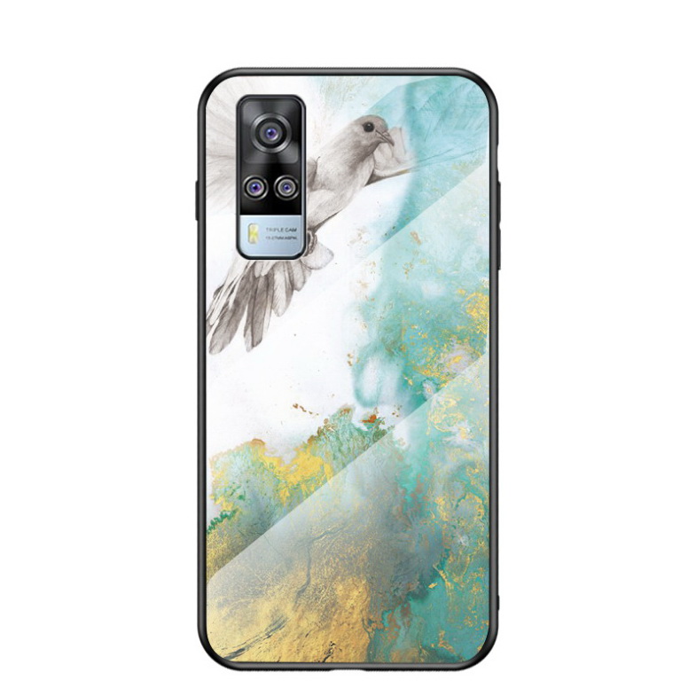 เคส Vivo Y31 2021 #เคสฝาหลัง Gradient Color ลายหินอ่อน Glass + PC + TPU Hybrid Case