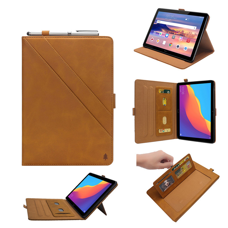 Case Huawei MediaPad T5 10 #เคสฝาพับหนัง PU ช่องเสียบการ์ดภายนอกและภายใน Flip Card Slots Stand Leather