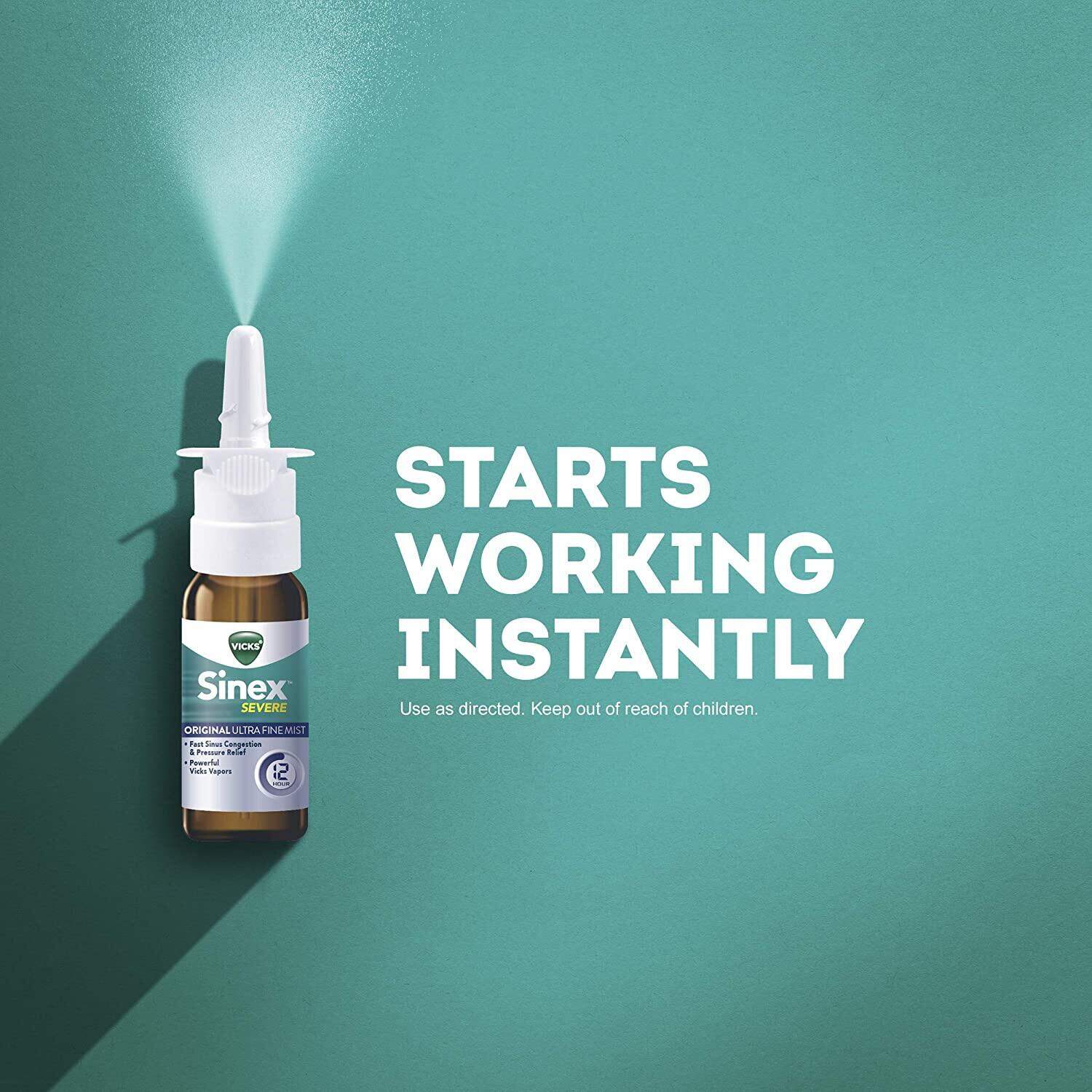 วิคส์ สเปรย์พ่นล้างจมูก บรรเทาอาการ ไซนัส อาการแพ้ Sinex™ Severe Nasal Spray Ultra Fine Mist 15 ml (Vicks®)