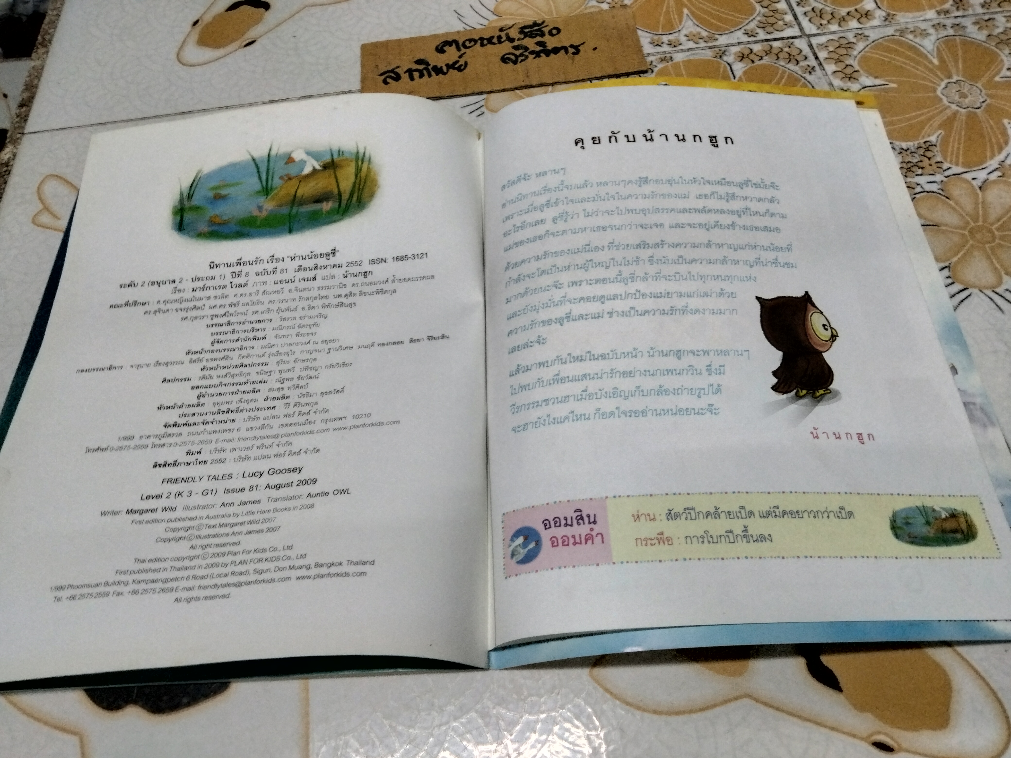 ห่านน้อยลูซี่ - มาร์กาเรต ไวลด์ เขียน ภาพโดย แอนน์ เจมส์ , น้านกฮูก แปล