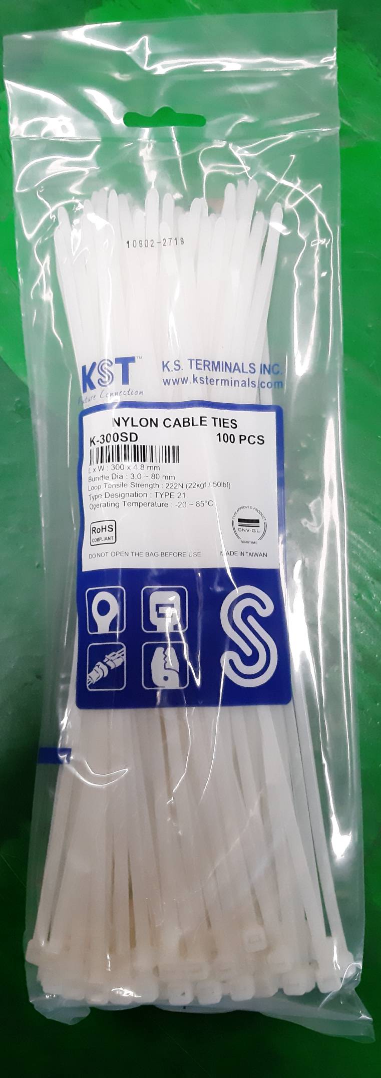 เคเบิ้ลไทร์KST 12 นิ้วขาว 300mm x 4.8mm