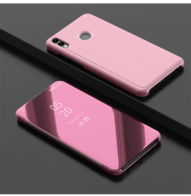 Case Honor 8X #เคสฝาพับปกโปร่งแสงผิวเงา Electroplating Mirror Surface สำหรับ Window View