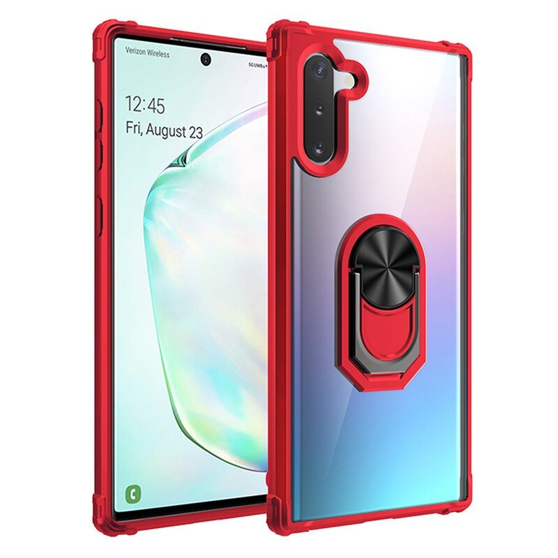 เคส Samsung Galaxy Note 10 #เคสฝาหลังใสขอบทึบ +TPU Hybrid Case มีแหวนสวมนิ้วโลหะ