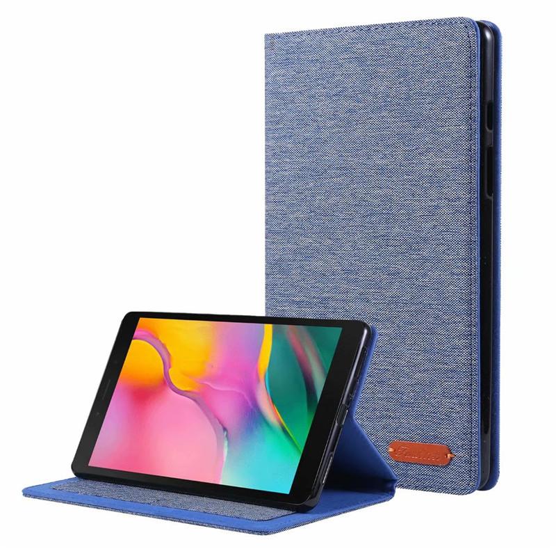 Case Samsung Galaxy Tab A 8.0 (2019) SM-T290 T295 T297 #เคสฝาพับหนัง PU ผิวผ้าพับตั้งได้ Cloth Leather Wallet