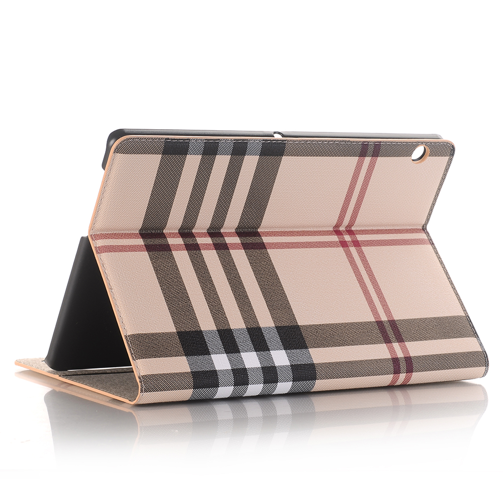 Case Huawei MediaPad T5 10 #เคสฝาพับหนัง PU พิมพ์รูปแบบผ้าลายสก็อต สวยงามทันสมัย