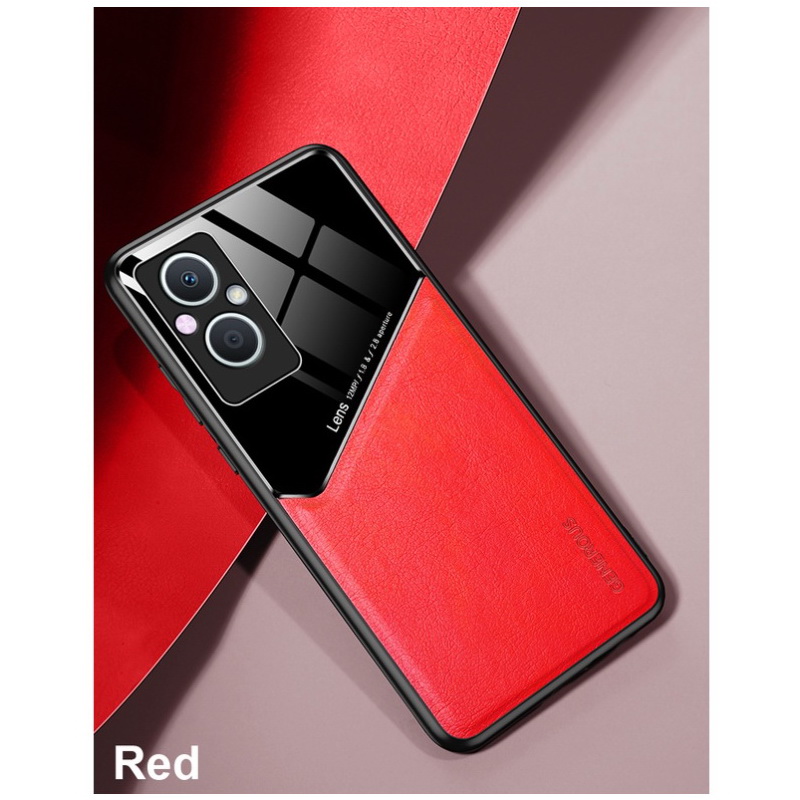 Case OPPO Reno 7z 5G #เคสฝาหลังไฮบริด PU +TPU + glass สีทูโทน Shockproof Leather Mirror Glass Silicone Phone Back Cover