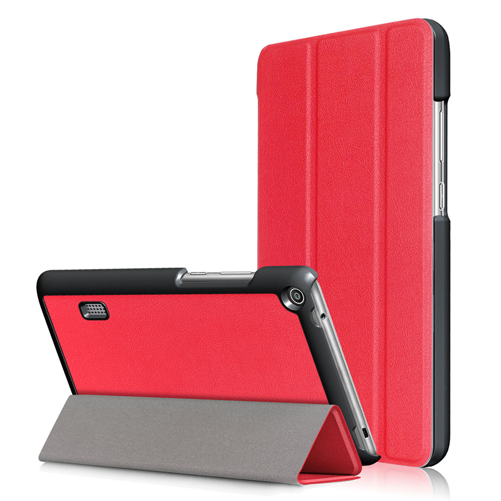 Case Huawei MediaPad T3 7.0นิ้ว #เคสแบบฝาพับหนัง PU 3 พับกรอบเคสสีดำทึบแสง Tri-fold PU Leather สีสันสวยงาม