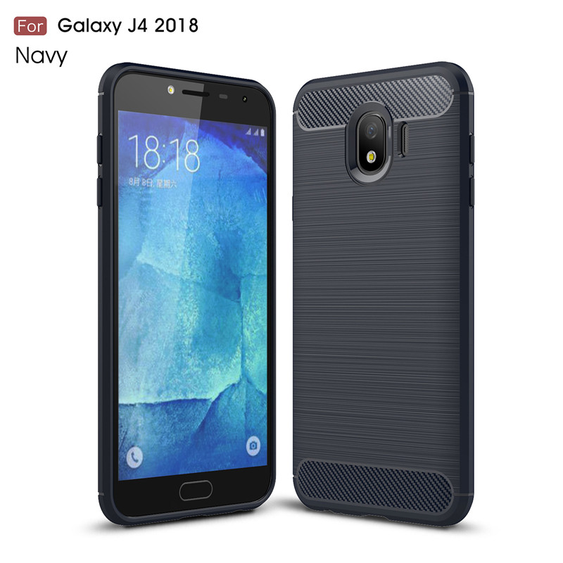 Case Samsung Galaxy J4 2018 #เคสฝาหลัง TPU นิ่มคาร์บอนไฟเบอร์แบบผิวขัดแปรง