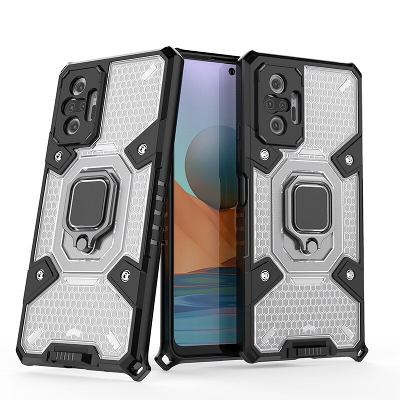 Case Redmi Note 10 4G #เคสฝาหลังกันกระแทกมีแหวนสวมนิ้ว Hybrid Hard PC Soft TPU Bumper Protective Case with 360 Rotation Kickstand
