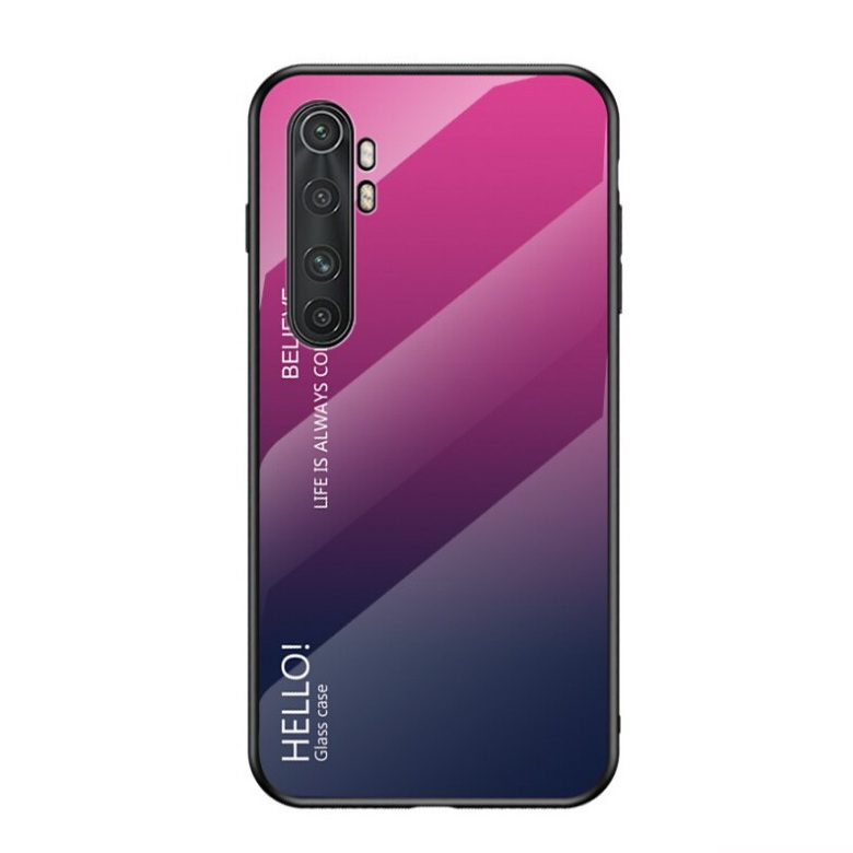 เคส Xiaomi Mi Note 10 Lite #เคสฝาหลัง Gradient Color Glass + PC + TPU Hybrid Case
