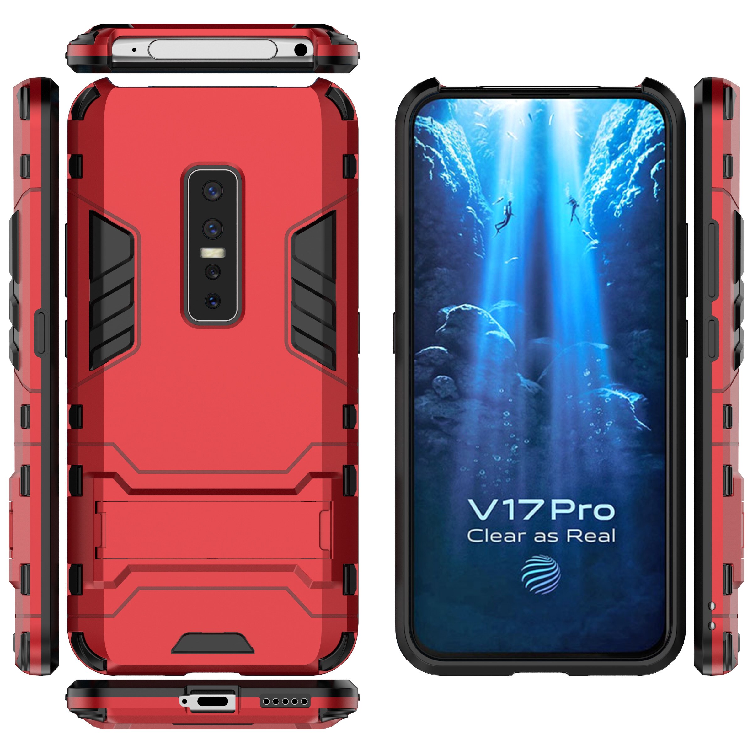 Case Vivo V17 Pro #เคสฝาหลังพลาสติก ไฮบริด TPU + Kickstand