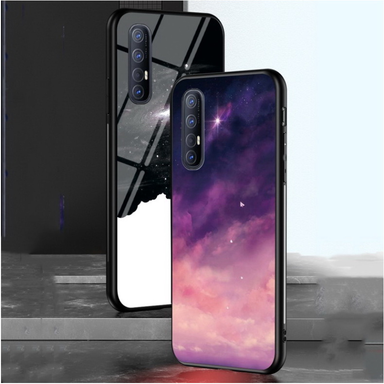 Case OPPO Reno 3 Pro 5G 6.4 นิ้ว #เคสฝาหลัง Gradient Color Glass + PC + TPU Hybrid Case