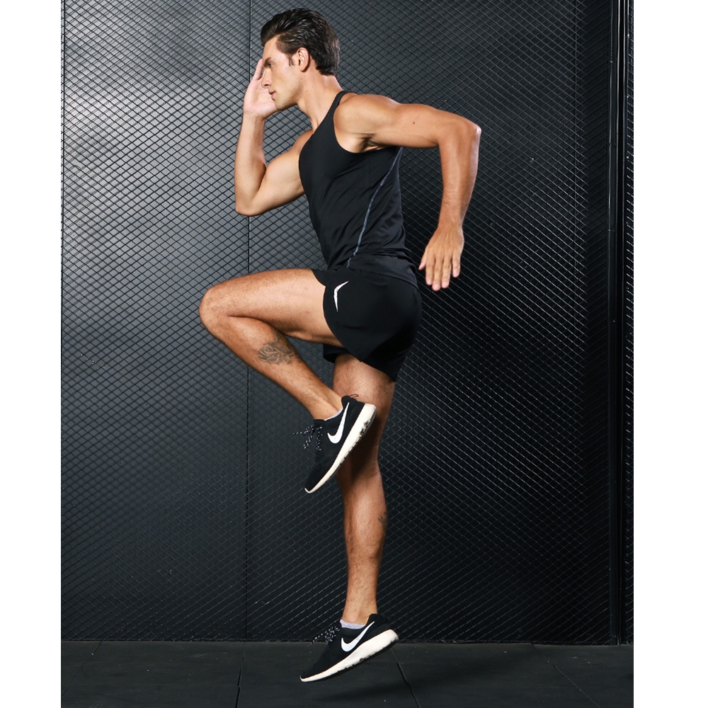 กางเกงวิ่งขาสั้นผู้ชาย วิ่งมารอธอน 2in1 แห้งเร็ว มีซิปกระเป๋าหลัง(F02)