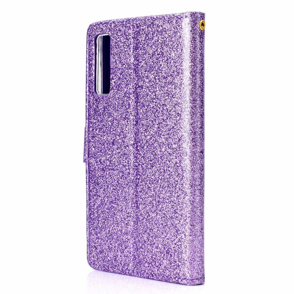 Case Samsung Galaxy A7 (2018) A750 #เคสฝาพับแบบกระเป๋าสตางค์ Glitter Powder ตกแต่ง Rhinestone มีกระจก