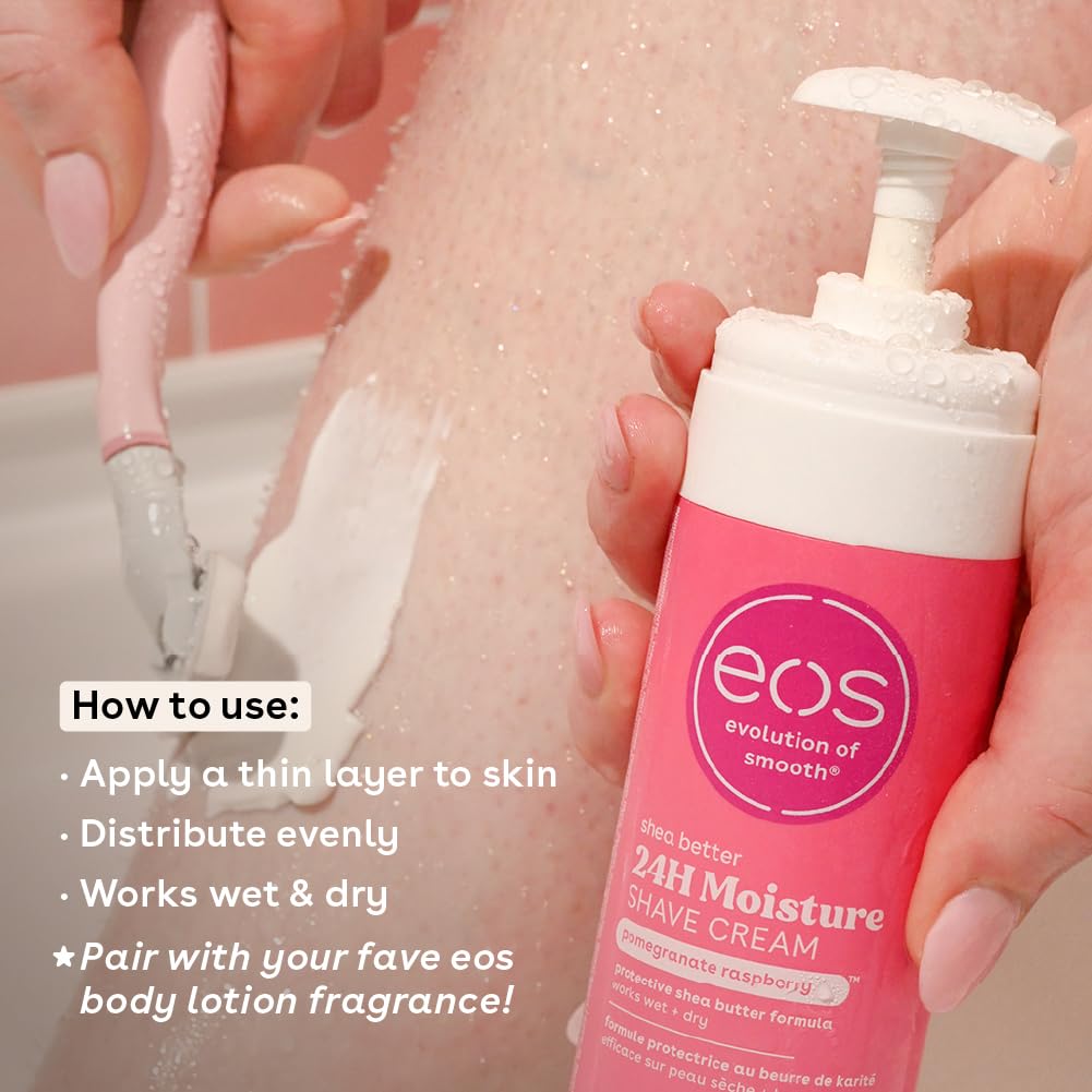 EOS® Shea Better 24H Moisture Shave Cream for Women, 207 mL ครีมโกนขน สำหรับผู้หญิง กลิ่นราสเบอร์รี่ทับทิม