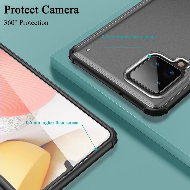 เคส Samsung Galaxy A42 5G #เคสฝาหลังโปร่งแสงสีขุ่นขอบทึบ +TPU Hybrid Case