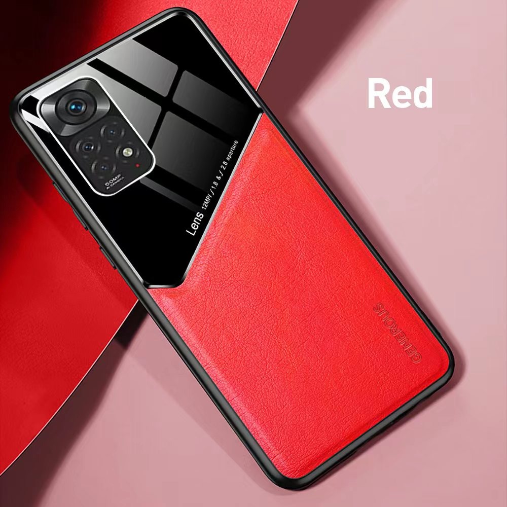 เคส Redmi Note 11 / Redmi Note 11S#เคสฝาหลังไฮบริด PU +TPU + glass สีทูโทน Shockproof Leather Mirror Glass Silicone Phone Back Cover