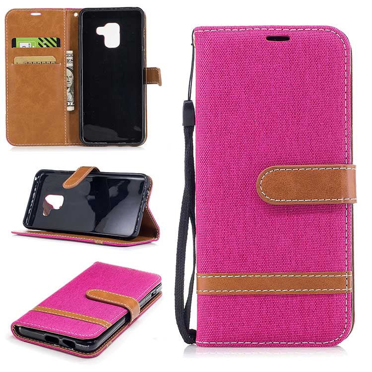 Case Samsung Galaxy A8+ (2018) #เคสฝาพับหนัง PU พร้อมสายคล้องมือ