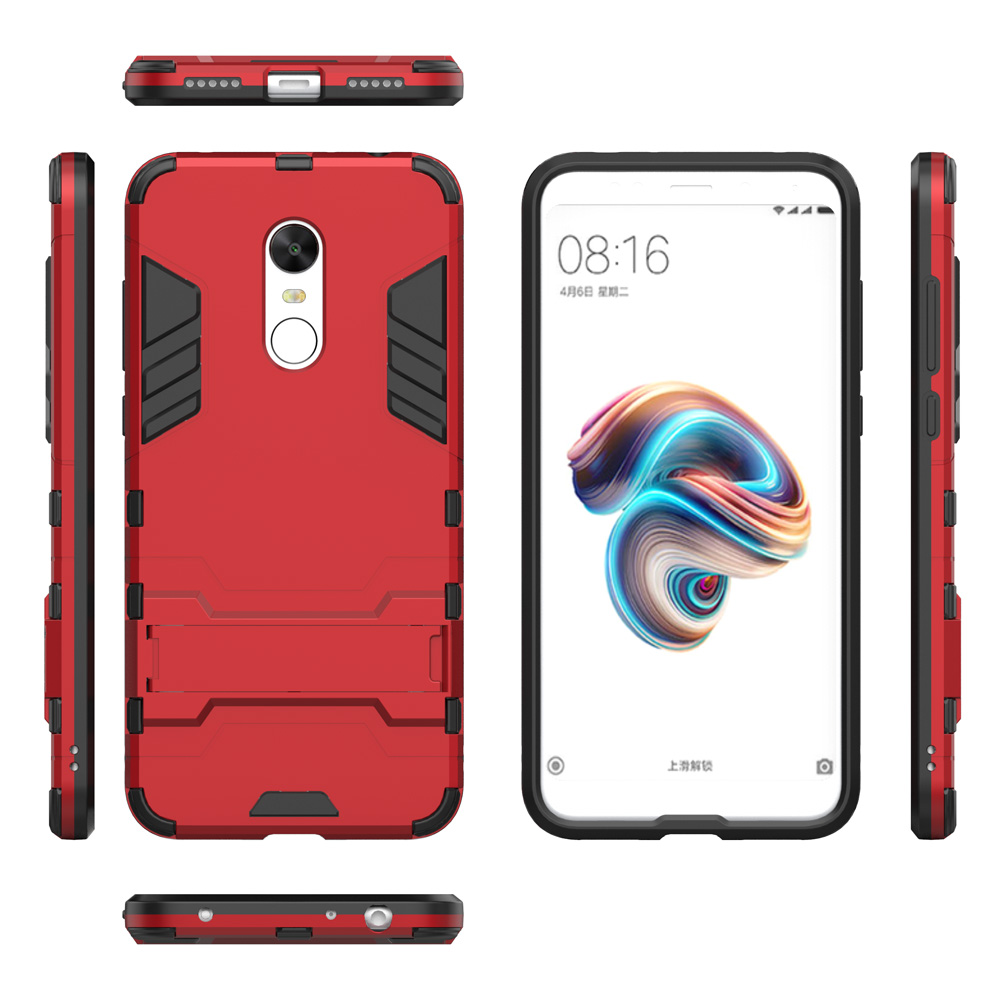 Case Xiaomi Redmi 5 Plus #เคสฝาหลัง Cool Guard ไฮบริด พลาสติก+TPU มีขาตั้งในตัว