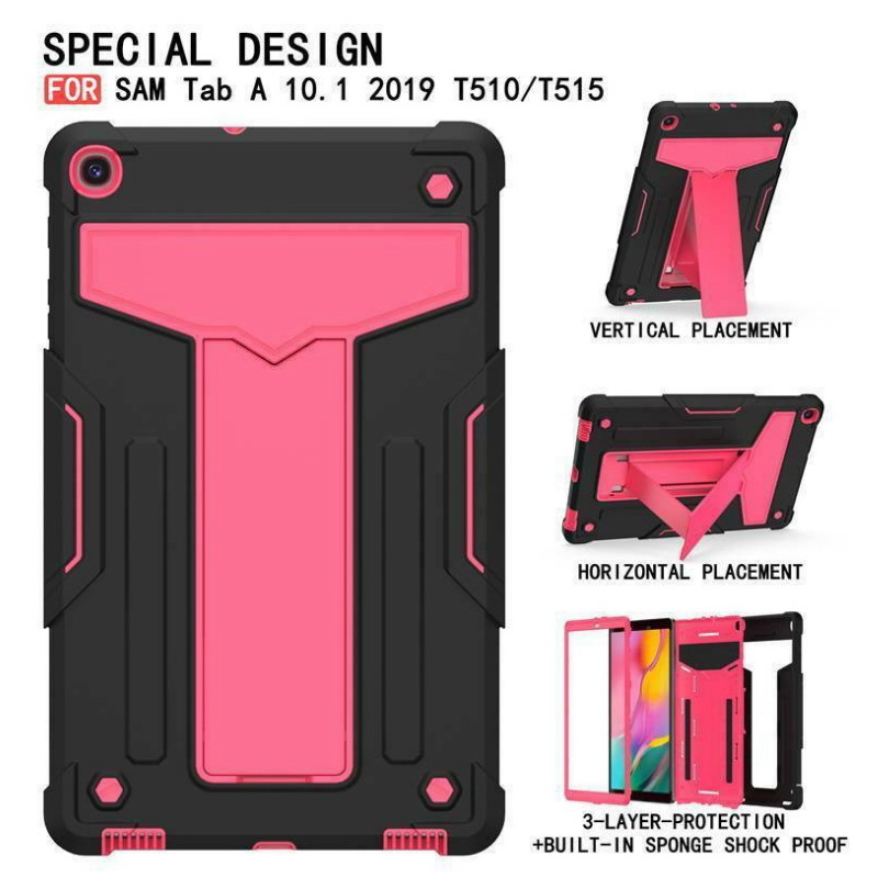 Case Samsung Galaxy Tab A 10.1 (2019) SM-T510 SM-T515 #เคสฝาหลังกันกระแทกมีขาตั้ง Kickstand PC Silicone Armour Defender
