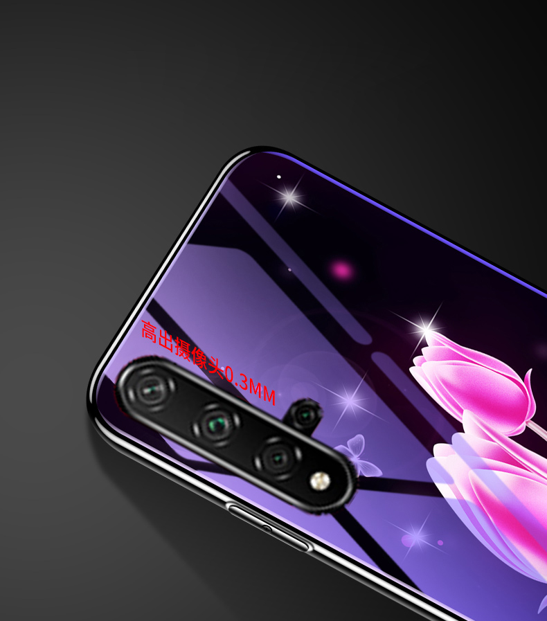 เคส Huawei nova 5T #เคสฝาหลังไฮบริดขอบเงา Electroplated TPU Soft Frame + Blue-ray Tempered Glass + PC