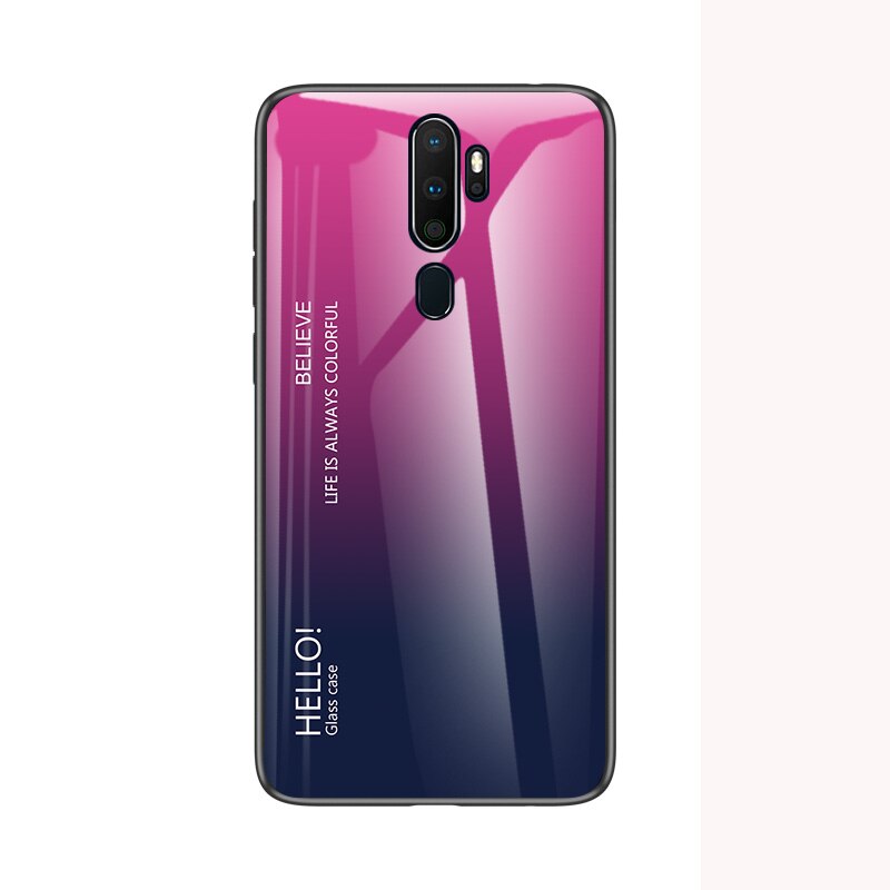 Case OPPO A9 2020 /A5 (2020) #เคสฝาหลัง Gradient Color Glass + PC + TPU Hybrid Case
