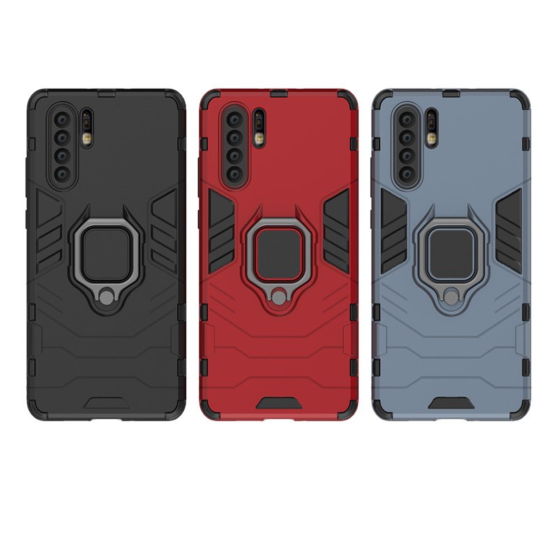 Case Huawei P30 Pro #เคสฝาหลังพลาสติกแข็ง +TPU Hybrid Case มีแหวนสวมนิ้วโลหะ