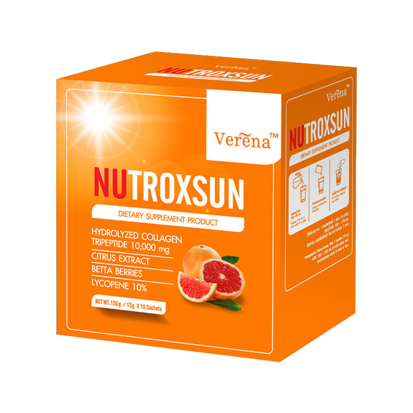 Verena Nutroxsun เวอรีน่า นูทรอกซัน กันแดดชงดื่ม คอลลาเจนเพื่อผิวขาว กระจ่างใส