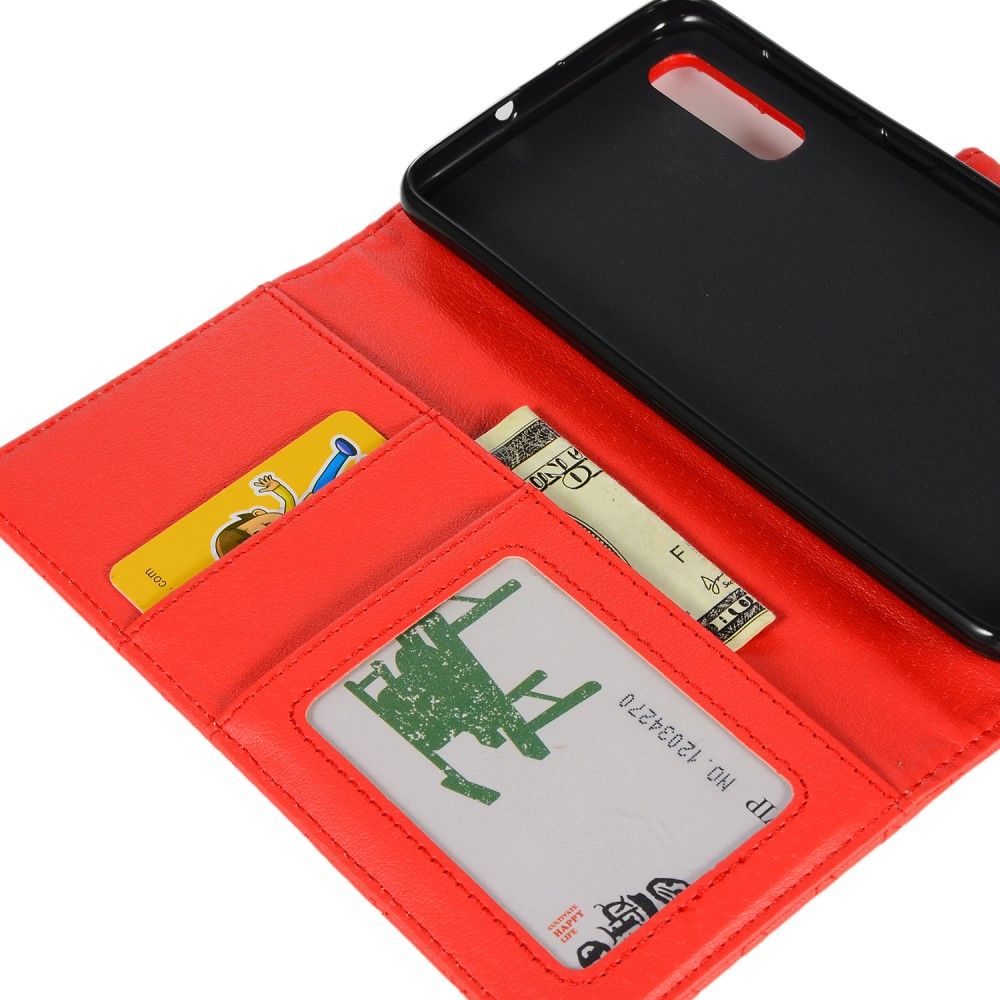 Case Samsung Galaxy A50 / A50s / A30s #เคสฝาพับหนัง PU รูปแบบกริด Grid Pattern Leather Wallet Stand