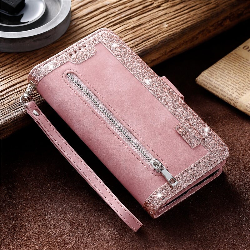 Case Samsung Galaxy A22 #เคสฝาพับหนัง PU มีช่องซิปช่องเก็บบัตรหลายช่อง Zipper Wallet Leather Flip Case