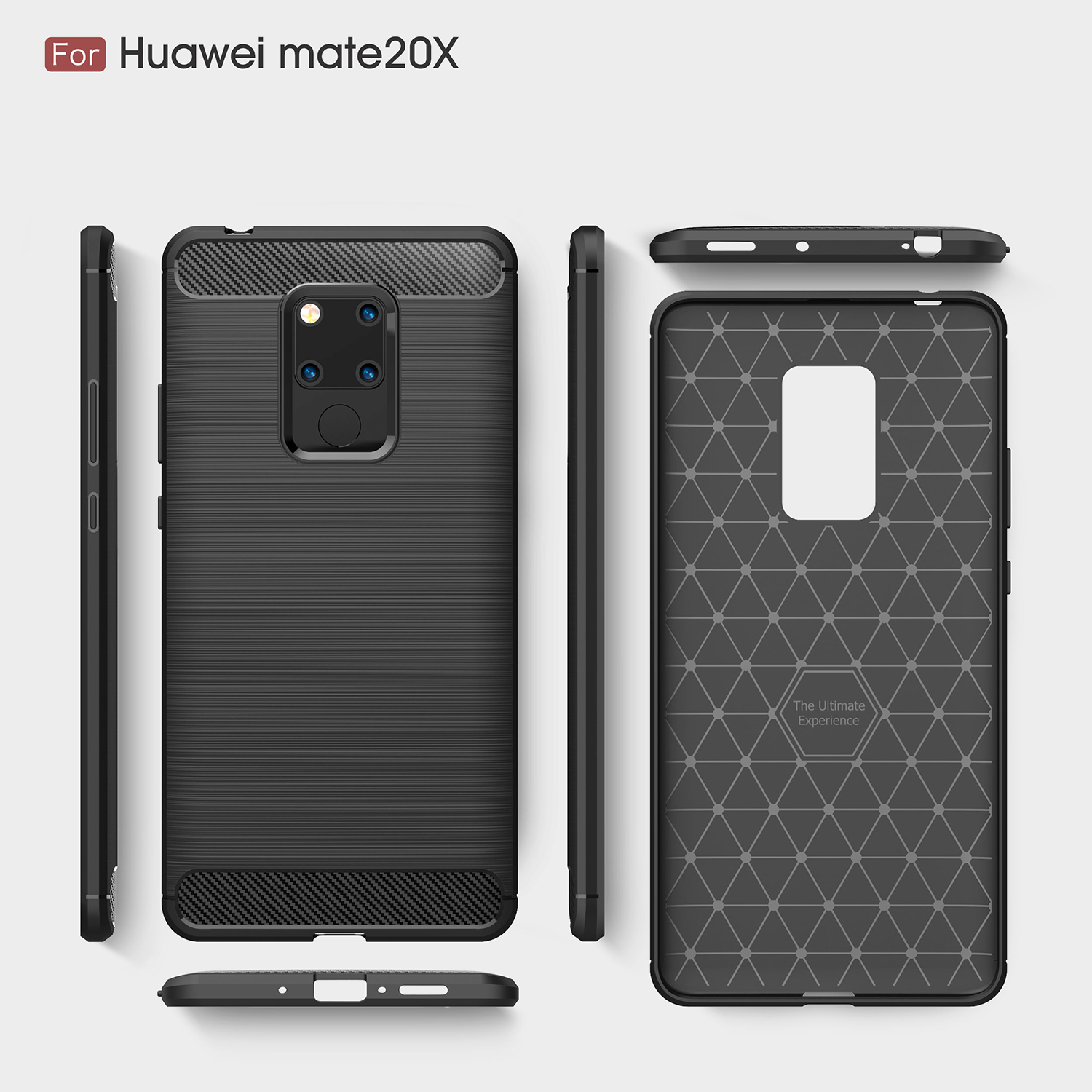 เคส Huawei Mate 20 X #เคสฝาหลัง TPU นิ่มคาร์บอนไฟเบอร์ผิวแบบขัดแปรง