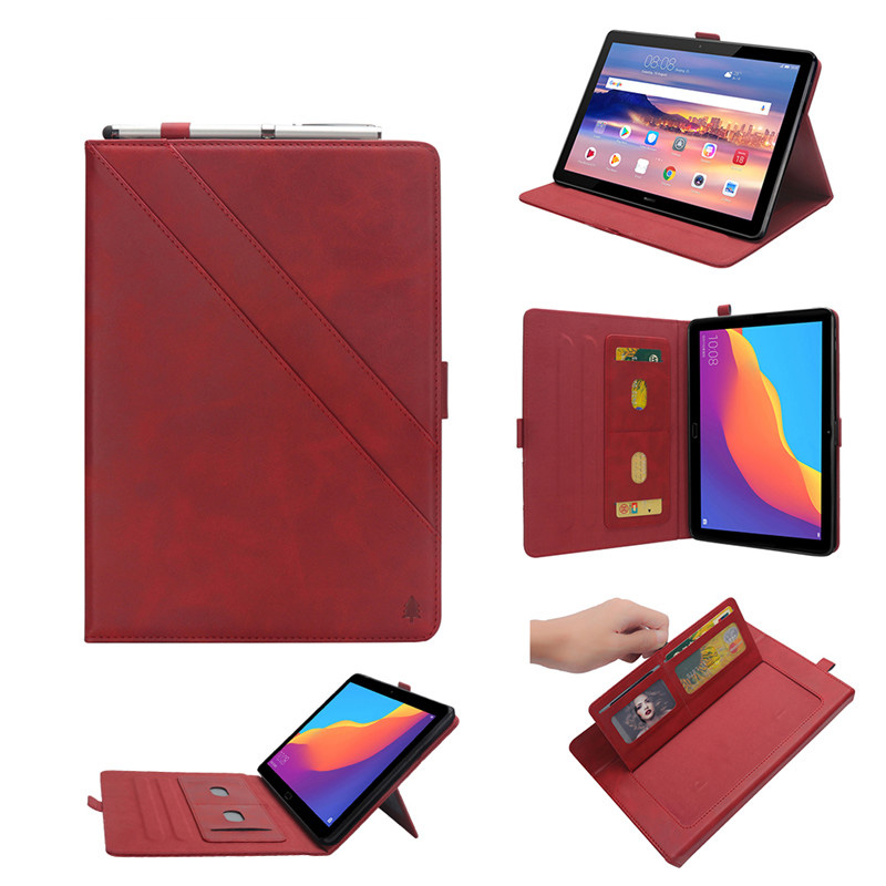 Case Huawei MediaPad T5 10 #เคสฝาพับหนัง PU ช่องเสียบการ์ดภายนอกและภายใน Flip Card Slots Stand Leather