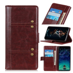เคส Samsung Galaxy M51#เคสฝาพับหนัง PU ผิวหนังม้า Rivet Decor Crazy Horse Texture