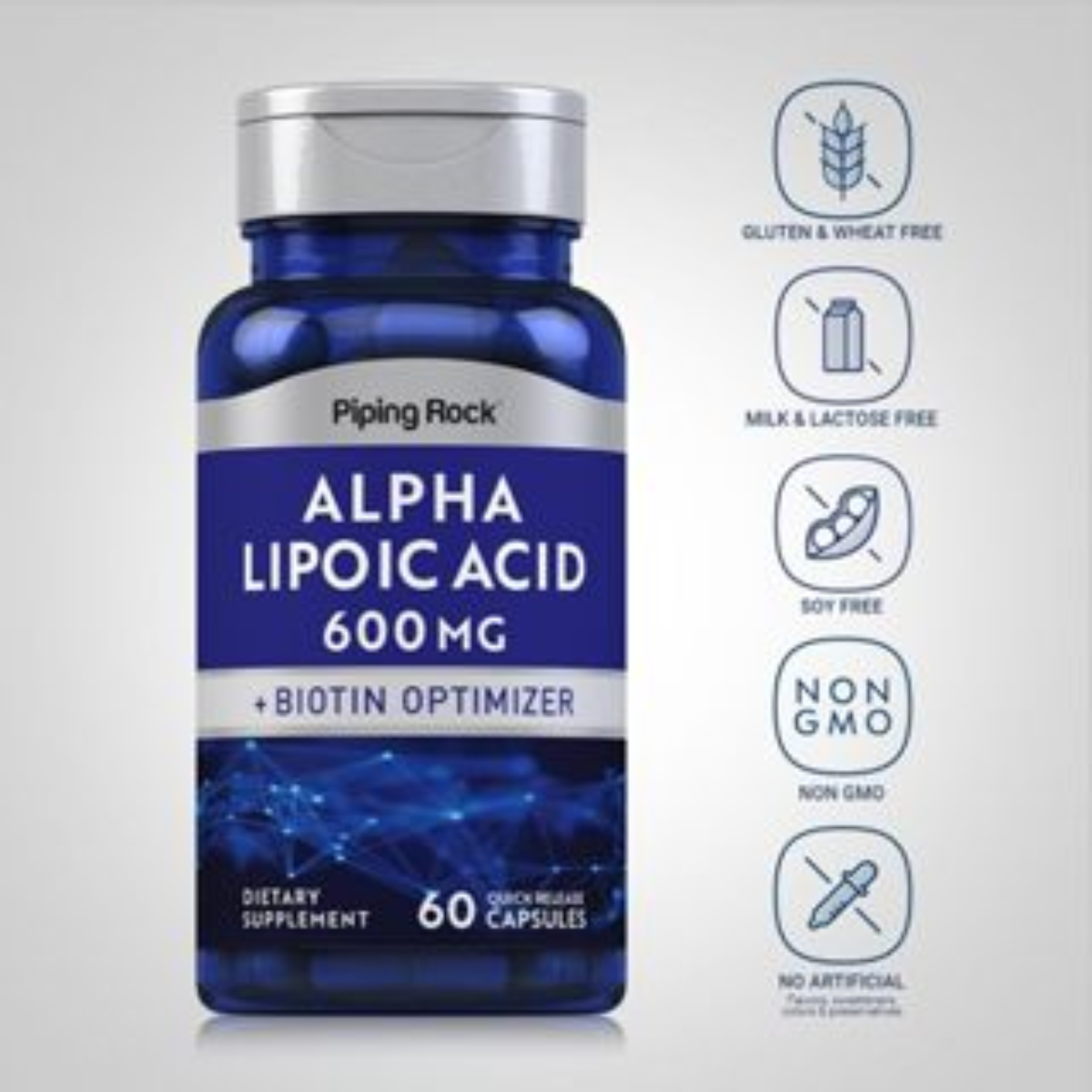 Piping Rock® Alpha Lipoic Acid Biotin Optimizer 300mg 80 Capsules กรดอัลฟาไลโปอิก