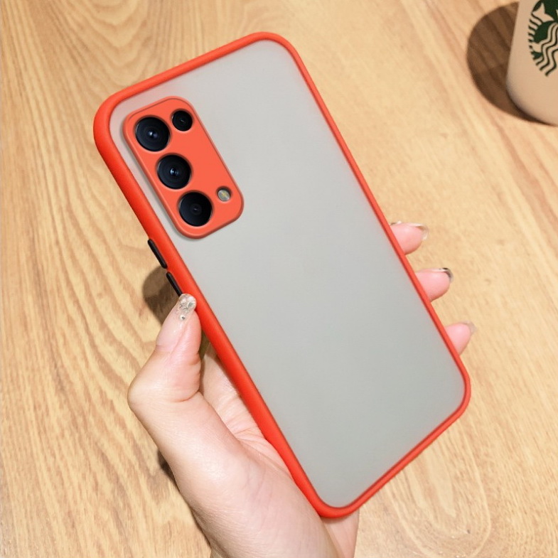 เคส OPPO Reno 5 Pro 5G #เคสฝาหลังขอบซิลิโคนิ่ม Fashion Color Liquid Frame Anti-fall Phone Case