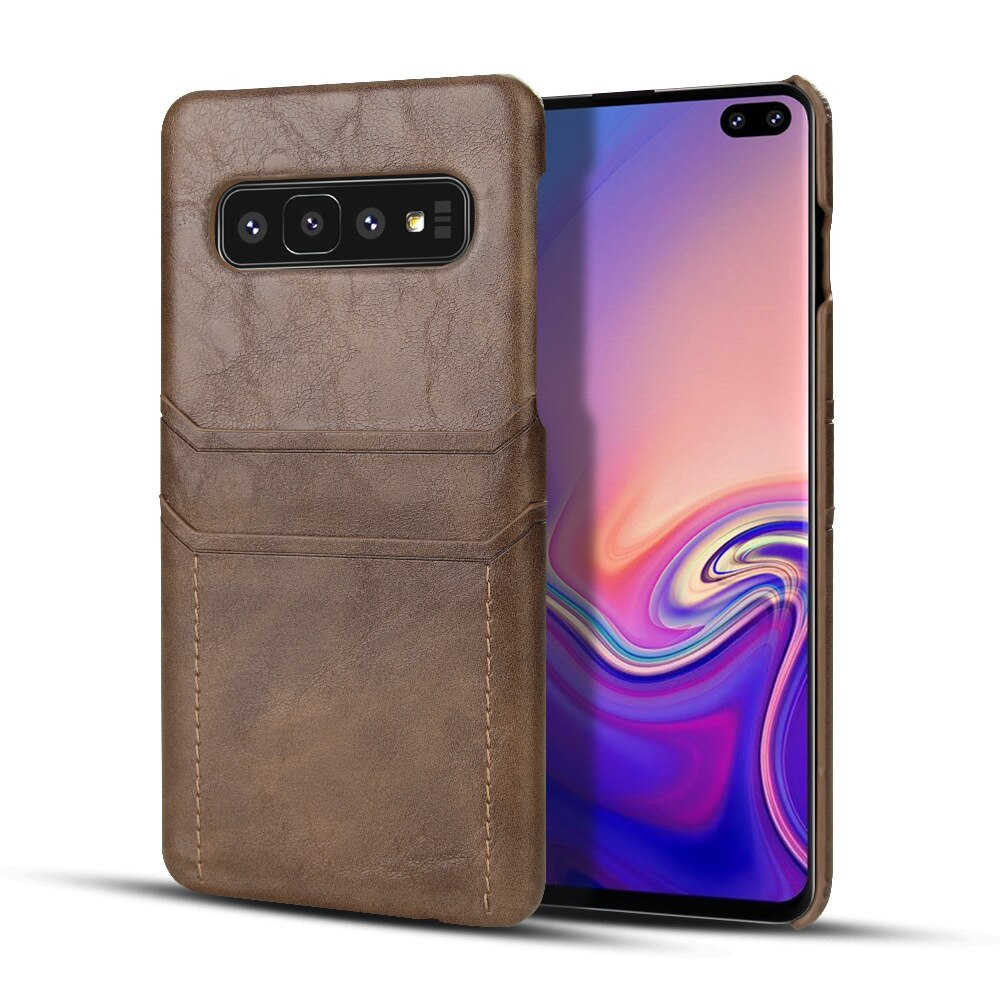 Case Samsung Galaxy S10 #เคสฝาหลังพลาสติกเคลือบหนัง PU มีช่องเสียบบัตร Dual Card Slots PU Leather PC