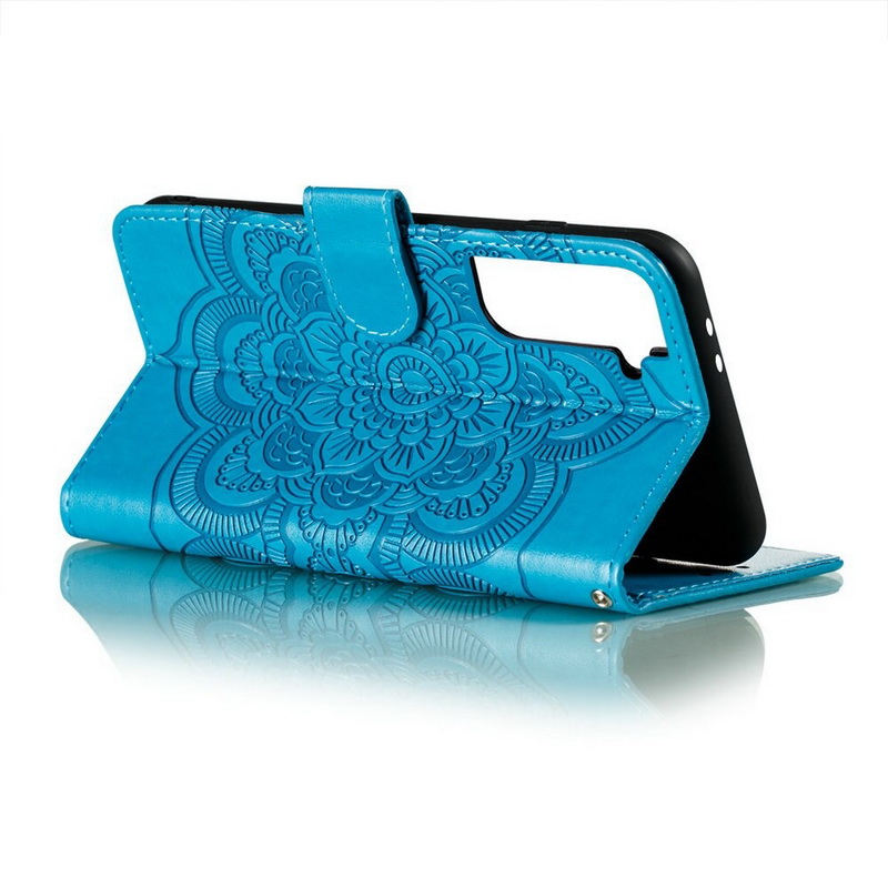 Case Samsung Galaxy S21+ #เคสฝาพับหนัง PU ปั้มลาย Imprint Mandala Flower