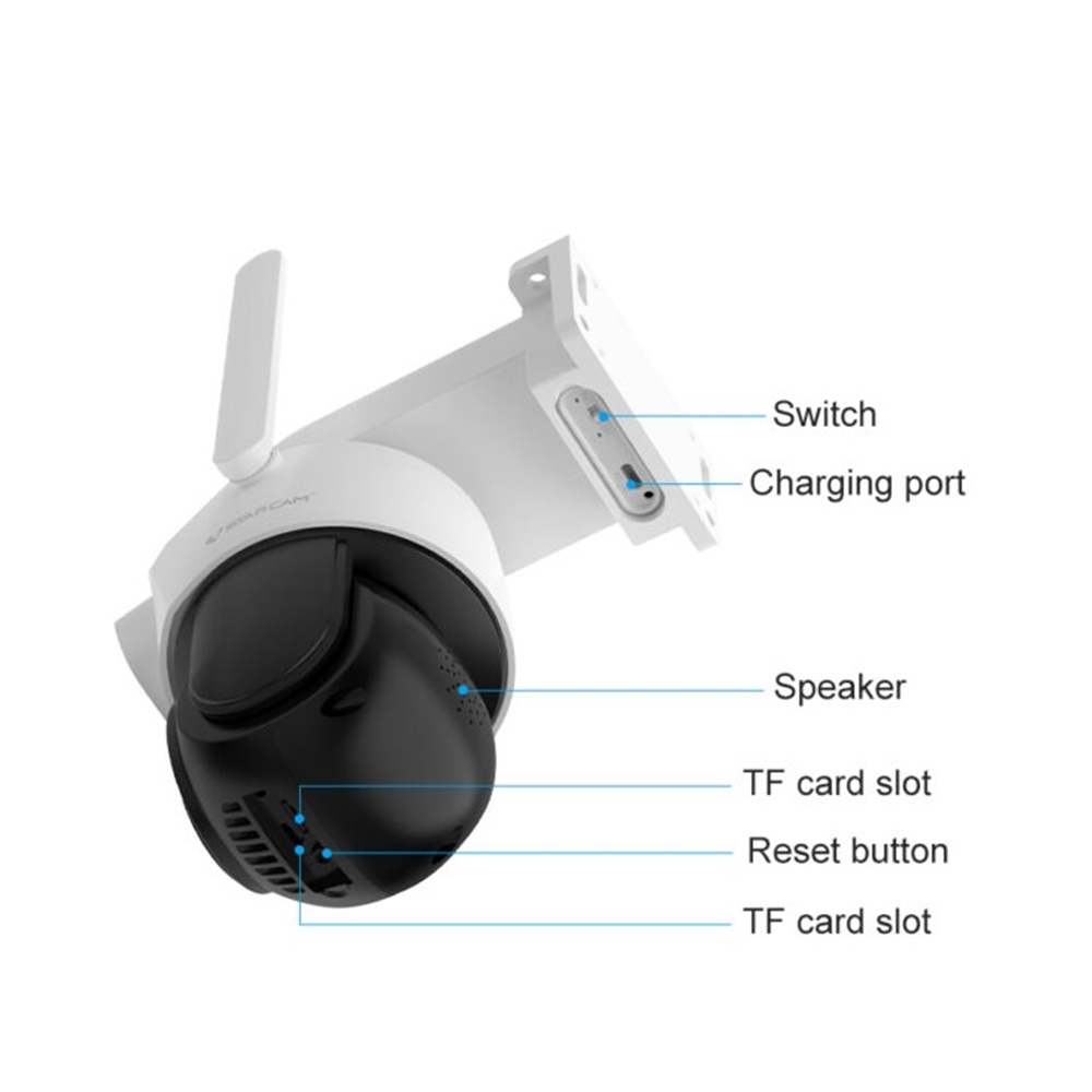 Vstarcam Vstarcam กล้องสองเลนส์โซล่าเซลล์แบบใส่ซิมใช้พลังงานแสงอาทิตย์ รุ่นBG622DR รองรับซิม4Gทุกเครือข่าย ขาว
