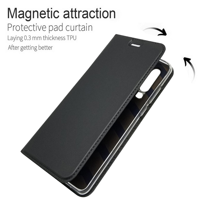 Case Huawei Y7 Pro (2019) #เคสฝาพับหนัง PU Magnetic Adsorption Stand Leather Card Holder