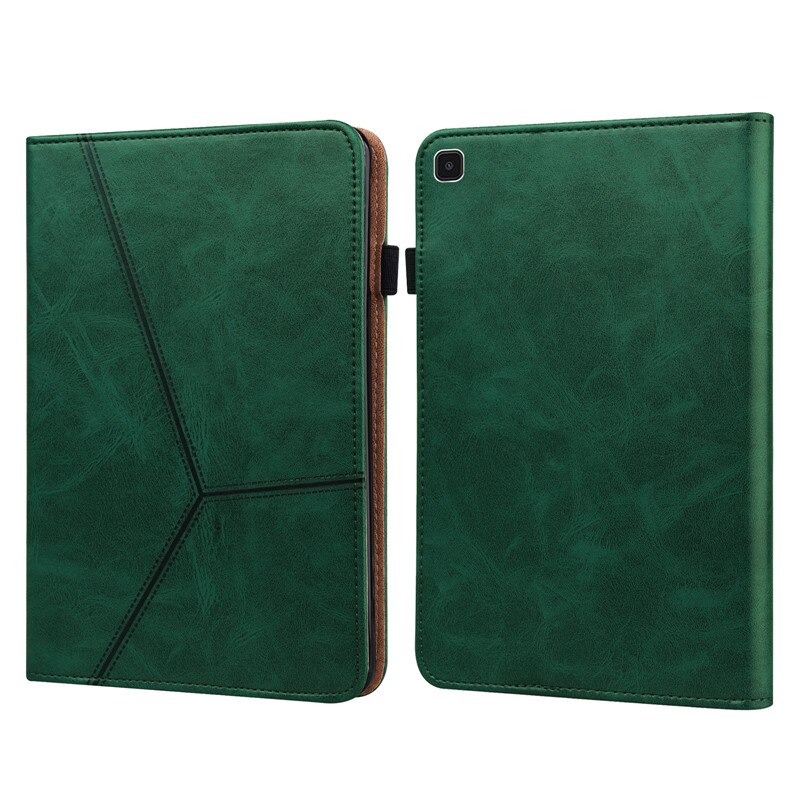 เคส Samsung Galaxy Tab A7 Lite 8.7" (T220,T225) #เคสฝาพับหนัง PU มีช่องใส่บัตรปกเย็บลายเส้น Stitching Line Design Solid Color Leather Tablet Stand Cover with Card Holder